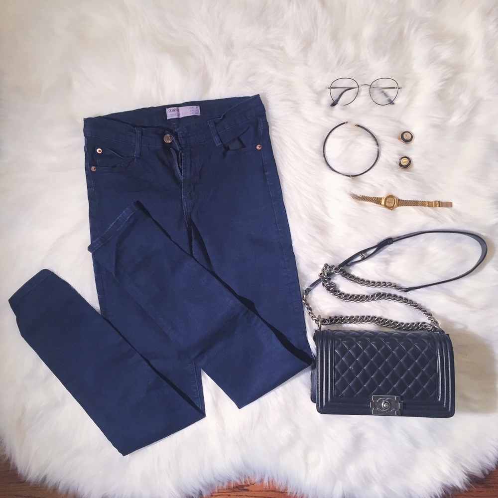 Cute Navy Mid Rise Skinny Denim Jeans 4